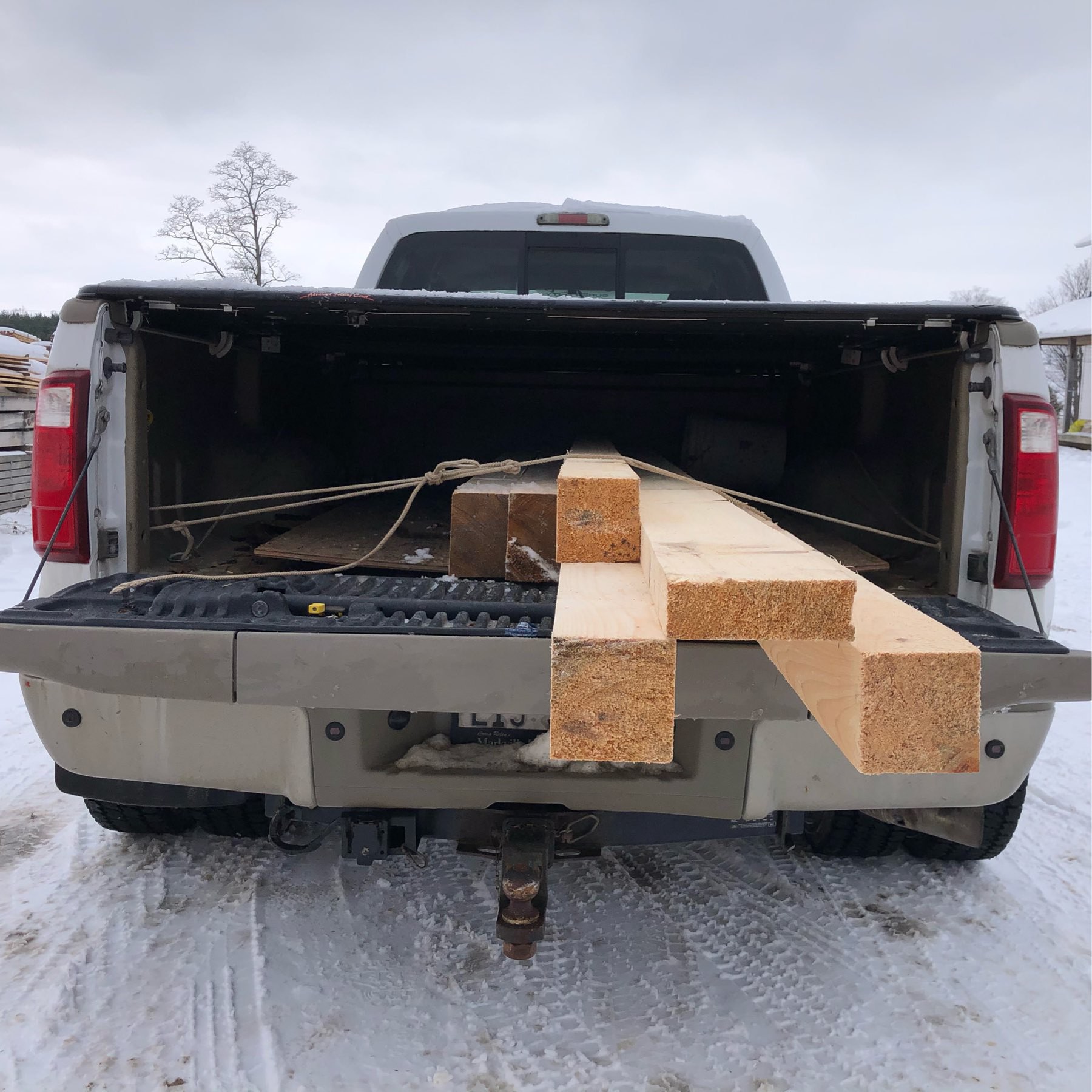 lumber in the back of a truck