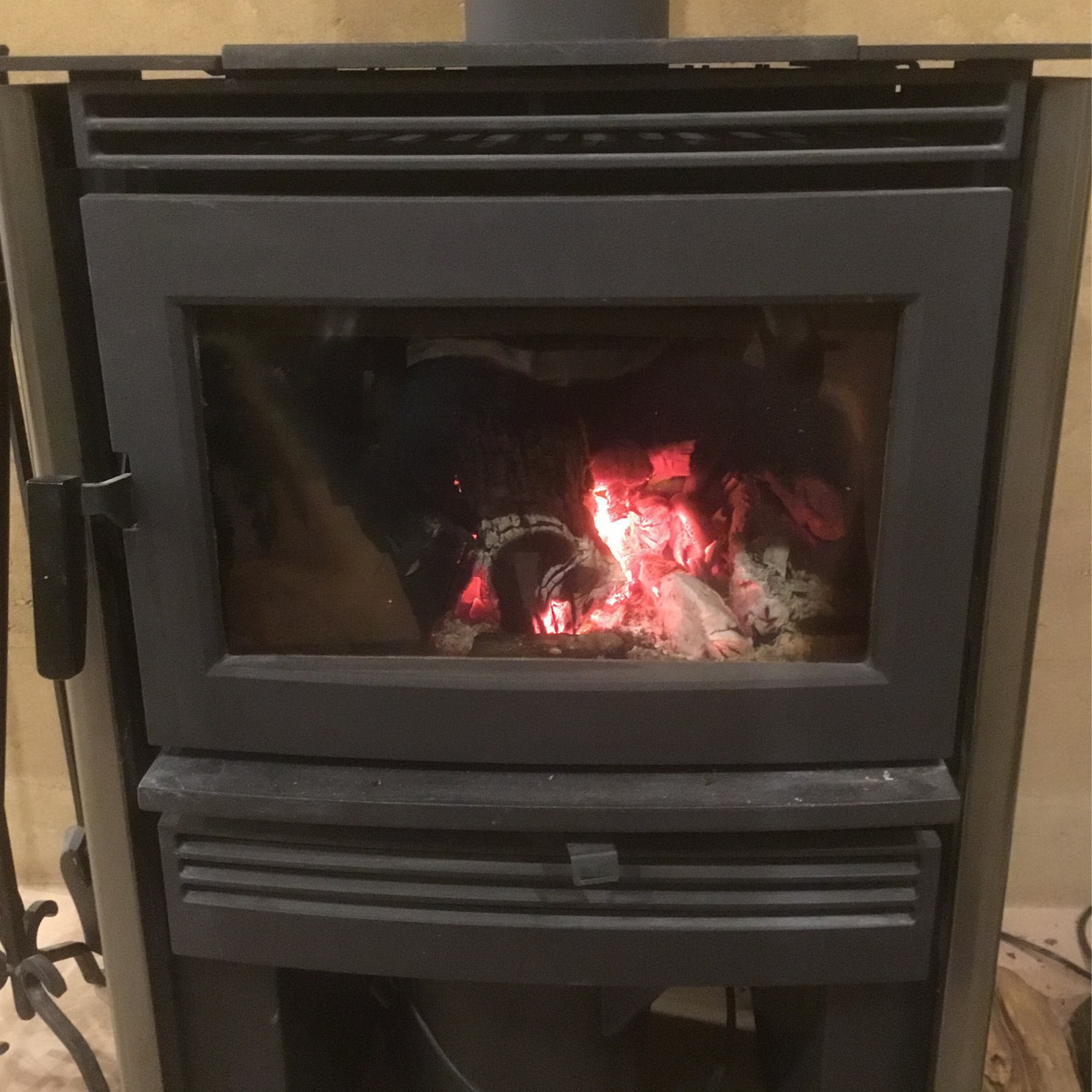 fire in a woodstove