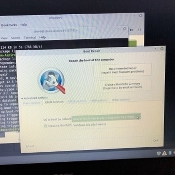 screen shot of linux boot repair utility