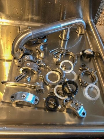 stainless steel clamps, pipes and boxes, silicon washers