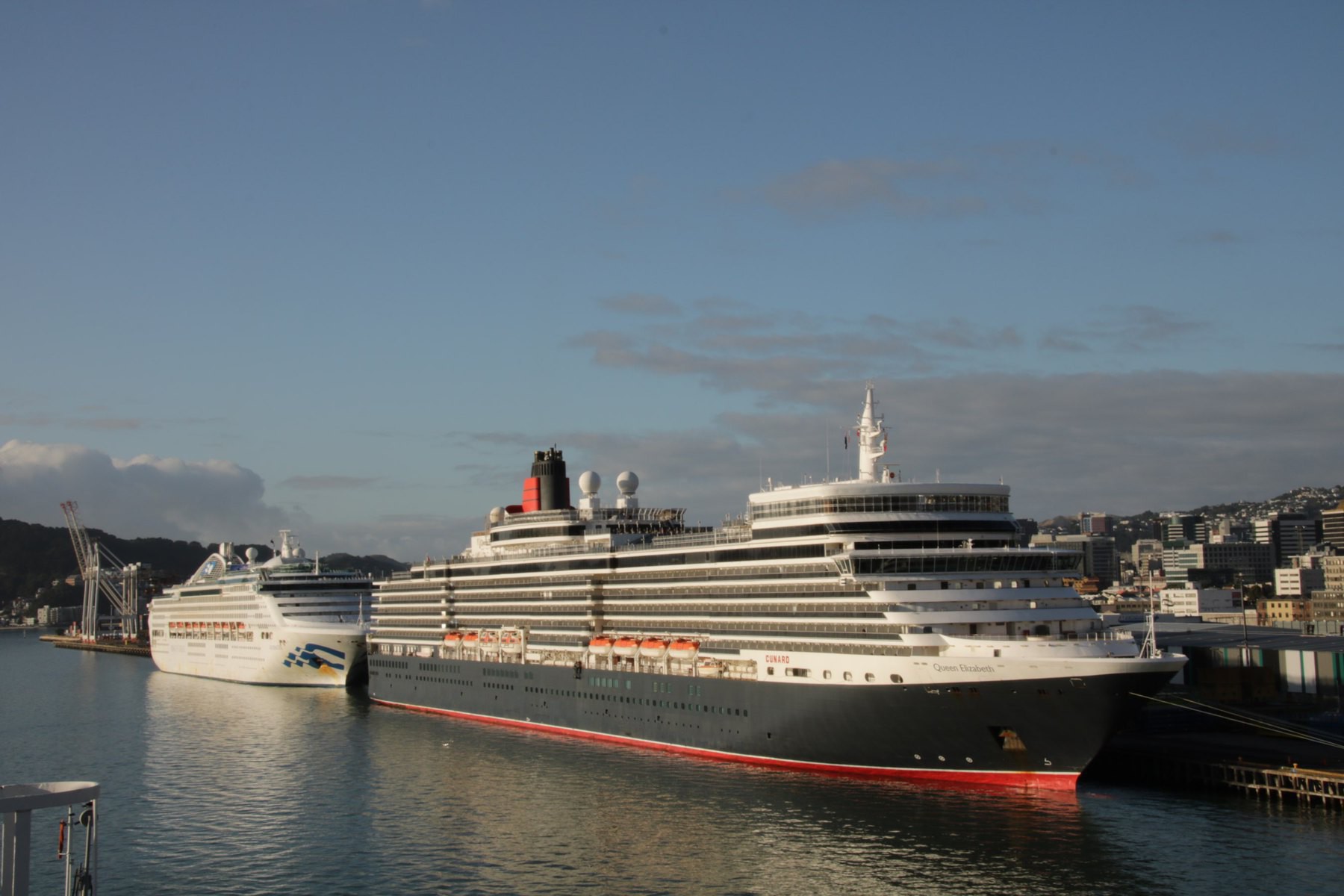 2 cruise ships docked in Wellington NZ